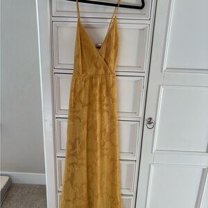 Lulu's Mustard Floral Maxi Dress